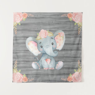 Tenture Fond de toile de fond pour Baby Shower éléphant ro