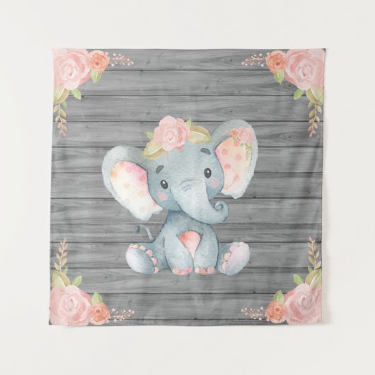 Tenture Fond de toile de fond pour Baby Shower éléphant ro (Devant)