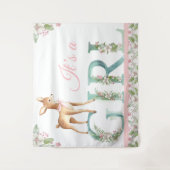 Tenture Fond de toile de fond pour Baby Shower Fille Cerf (Devant)