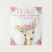 Tenture Fond de toile de fond pour Baby Shower Fille Cerf (Devant)