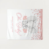 Tenture Fond de toile de fond pour Baby Shower Fille Eléph (Devant (Horizontal))
