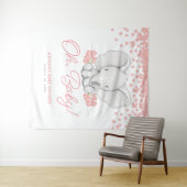 Tenture Fond de toile de fond pour Baby Shower Fille Eléph (En situation (horizontale))