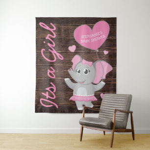Tenture Fond de toile de fond pour Baby Shower Fille Rose 
