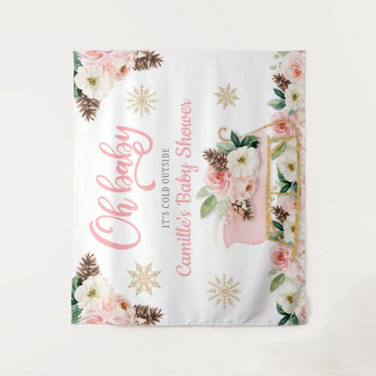Tenture Fond de toile de fond pour Baby Shower Fleur rose (Devant)
