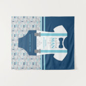 Tenture Fond de toile de fond pour Baby Shower Little Man, (Devant (Horizontal))
