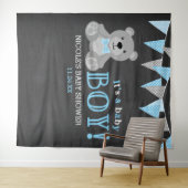 Tenture Fond de toile de fond pour Baby Shower Ours en pel (En situation (horizontale))