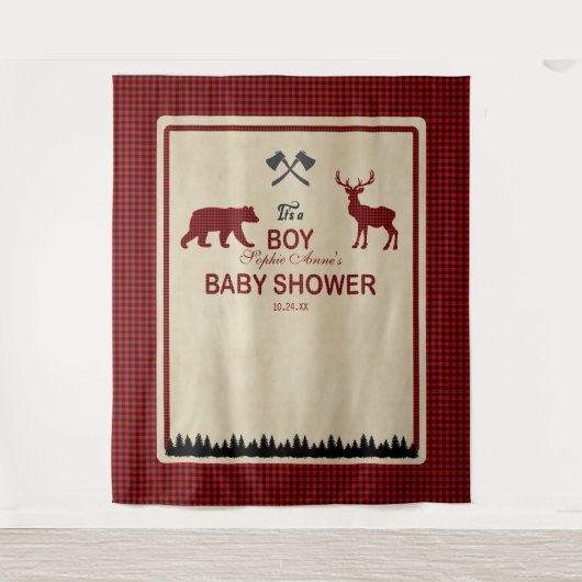 Tenture Fond de toile de fond pour Baby Shower Red Buffalo (Devant)