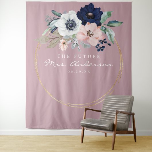 Tenture Fond de toile de fond pour future Mme Navy Blooms  (En situation)