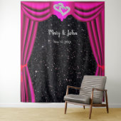 Tenture Fond de toile de fond rideau rose coeurs diamant p (En situation)