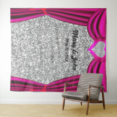 Tenture Fond de toile de fond rose à paillettes argentées  (En situation (horizontale))