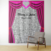 Tenture Fond de toile de fond rose à paillettes argentées  (En situation)