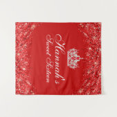 Tenture Fond de toile de fond Sweet 16 pailleté rouge (Devant (Horizontal))