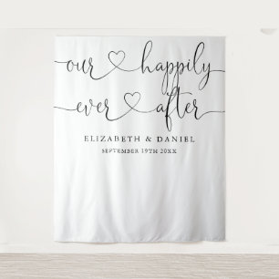 Tenture Fond de toile de mariage à script de cœur pour tou