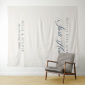 Tenture Fond de toile de mariage calligraphié bleu classiq (En situation (horizontale))