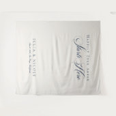 Tenture Fond de toile de mariage calligraphié bleu classiq (Devant (Horizontal))