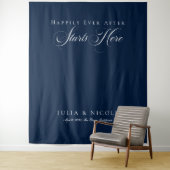 Tenture Fond de toile de mariage calligraphié bleu classiq (En situation)