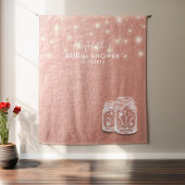 Tenture Fond de toile de mariage couple pots Mason or rose