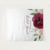 Tenture Fond de toile de mariage floral aquarelle Bourgogn (Devant (Horizontal))