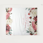 Tenture Fond de toile de mariage floral rose blush (Devant (Horizontal))