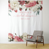 Tenture Fond de toile de mariage floral rose blush (En situation)
