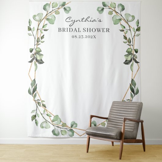 Tenture Fond de toile de mariage géométrique aux feuilles (En situation)