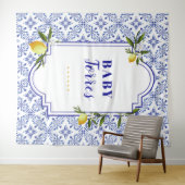 Tenture Fond de toile de mariage Lemon et Navy (En situation (horizontale))