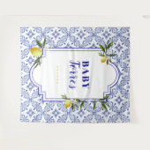 Tenture Fond de toile de mariage Lemon et Navy (Devant (Horizontal))