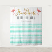 Tenture Fond de toile de mariage rose Let's Flamingle (Devant)