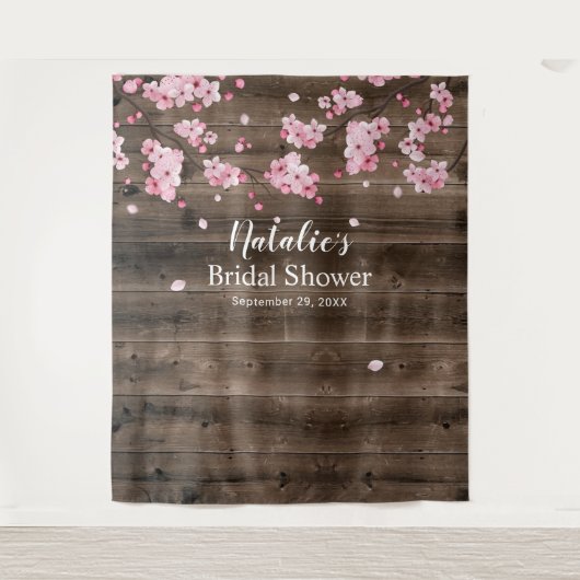 Tenture Fond de toile de mariage rustique à fleurs de ceri (Devant)