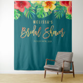 Tenture Fond de toile de mariage tropical à fleurs aquarel (En situation)