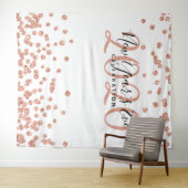 Tenture Fond de toile de Nouvel An Rose Gold Confetti (En situation (horizontale))
