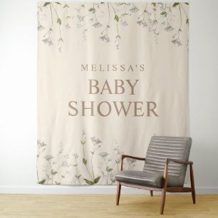 Tenture Fond de toilette de bébé élégant botanique à fleur