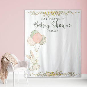 Tenture Fond de toilette de bébé floral lapin rustique mig