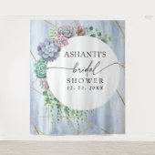 Tenture Fond de toilette de mariage aux succulentes Blue B (Devant)