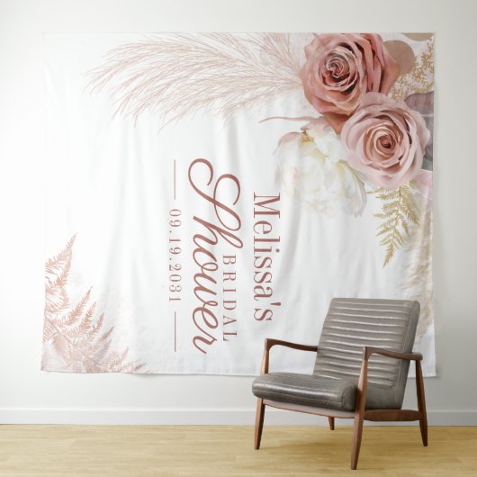 Tenture Fond de toilette de mariage en herbe de Pampa en t (En situation (horizontale))