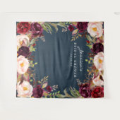 Tenture Fond de toilette de mariage floral Bourgogne Marsa (Devant (Horizontal))