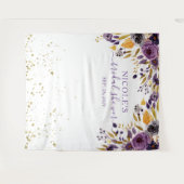 Tenture Fond de toilette de mariage floral pourpre et or (Devant (Horizontal))