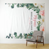 Tenture Fond de toilette de mariage rose et verdure (En situation (horizontale))