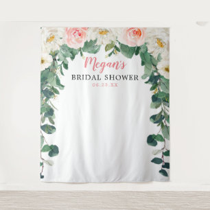 Tenture Fond de toilette de mariage rose et verdure