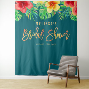 Tenture Fond de toilette de mariage tropical aquarelle Fle