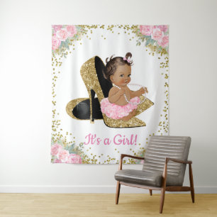 Tenture Fond de toilette pour bébé afro-américain avec tal