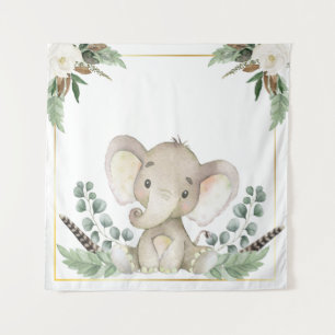 Tenture Fond de toilette pour bébé éléphant doré