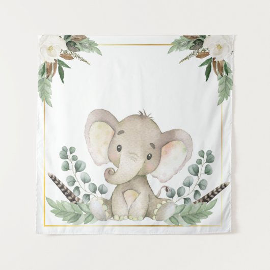 Tenture Fond de toilette pour bébé éléphant doré (Devant)