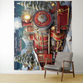 Tenture Fond de train de Noël à bord (En situation)