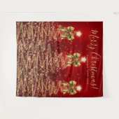 Tenture Fond de vacances Arbres de Noël rouges dorés avec (Devant (Horizontal))