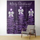 Tenture Fond de vacances Arbres de Noël violets Argent (En situation)