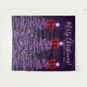 Tenture Fond de vacances Arbres de Noël violets Rubans rou (Devant (Horizontal))