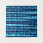 Tenture Fond de vague rétro d'océan bleu de plage (Devant (Horizontal))