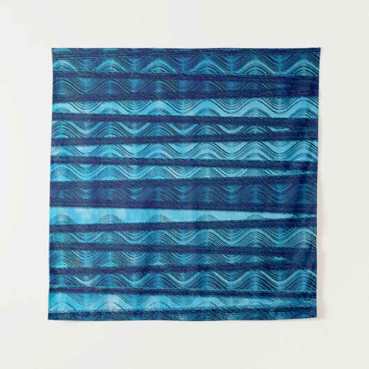 Tenture Fond de vague rétro d'océan bleu plage (Devant (Horizontal))