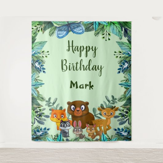 Tenture Fond de verdure de forêt de bois d'animaux sauvage (Devant)